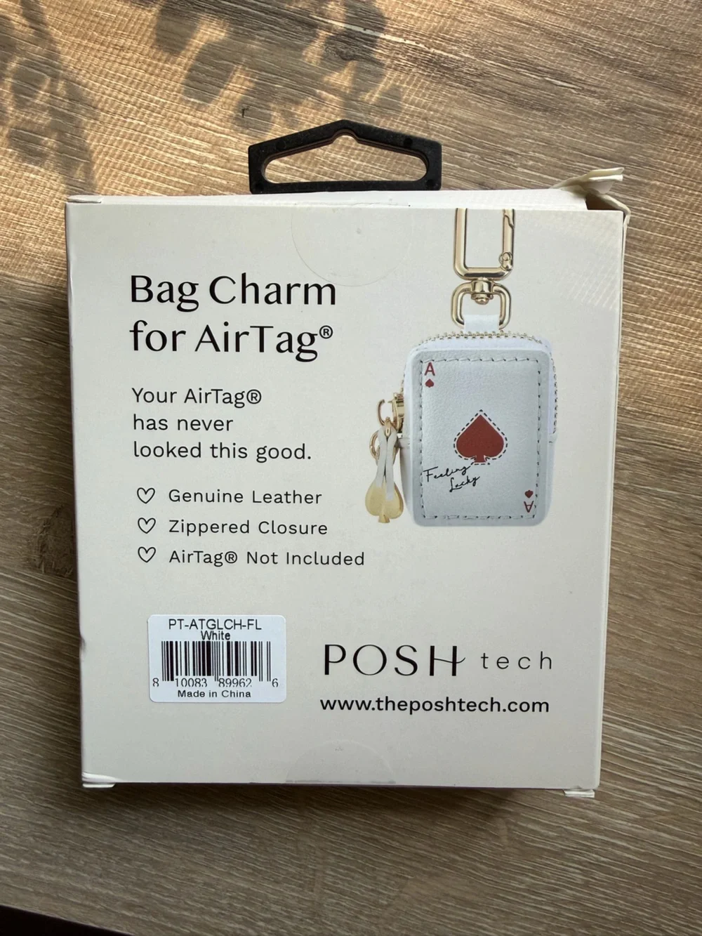 Bag Charm for AirTag Feeling Lucky White Ace of Spades NWT - Picture 3 of 4